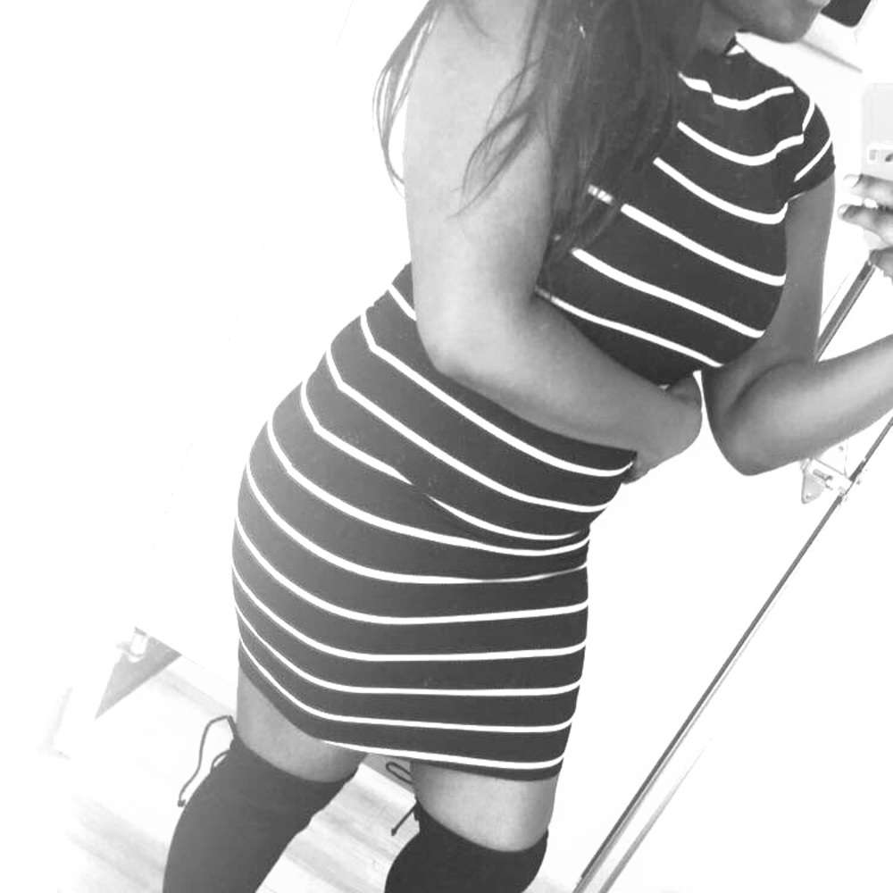 🖤Black/White Striped Fitted MiniDress🖤